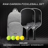 image:imageRaw Carbon Pickleball Paddles Set of 2 T700 Carbon Fiber Rackets with 16MM Honeycomb Polymer Core 4 Balls and 1 Portable Carry Bag USAPA Approved Pickleball Set for Men Women Grey