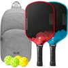 image:imageRaw Carbon Pickleball Paddles Set of 2 T700 Carbon Fiber Rackets with 16MM Honeycomb Polymer Core 4 Balls and 1 Portable Carry Bag USAPA Approved Pickleball Set for Men Women Red amp Blue