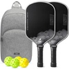 image:imageRaw Carbon Pickleball Paddles Set of 2 T700 Carbon Fiber Rackets with 16MM Honeycomb Polymer Core 4 Balls and 1 Portable Carry Bag USAPA Approved Pickleball Set for Men Women Grey