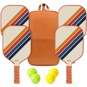 image:imagePickleball Paddles Set of 24 USAPA Approved GraphiteFiberglass Pickleball Racket 2 Pickleball Rackets 4 Balls and 1 Portable Carry Bag Aesthetic Pickle Ball Set for Men Women Beginners4 Retro Twill  Warm Orange  Graphite