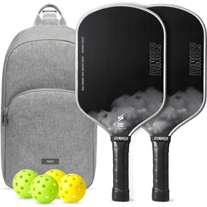 image:imageRaw Carbon Pickleball Paddles Set of 2 T700 Carbon Fiber Rackets with 16MM Honeycomb Polymer Core 4 Balls and 1 Portable Carry Bag USAPA Approved Pickleball Set for Men Women Grey