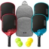 image:imageRaw Carbon Pickleball Paddles Set of 4 T700 Carbon Fiber Rackets with 16MM Honeycomb Polymer Core 4 Balls and 1 Portable Carry Bag USAPA Approved Pickleball Set for Men Women Red amp Blue
