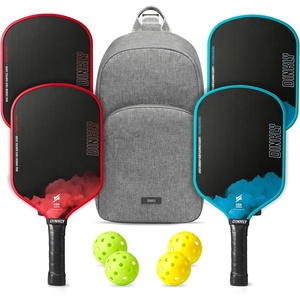 image:imageRaw Carbon Pickleball Paddles Set of 4 T700 Carbon Fiber Rackets with 16MM Honeycomb Polymer Core 4 Balls and 1 Portable Carry Bag USAPA Approved Pickleball Set for Men Women Red amp Blue